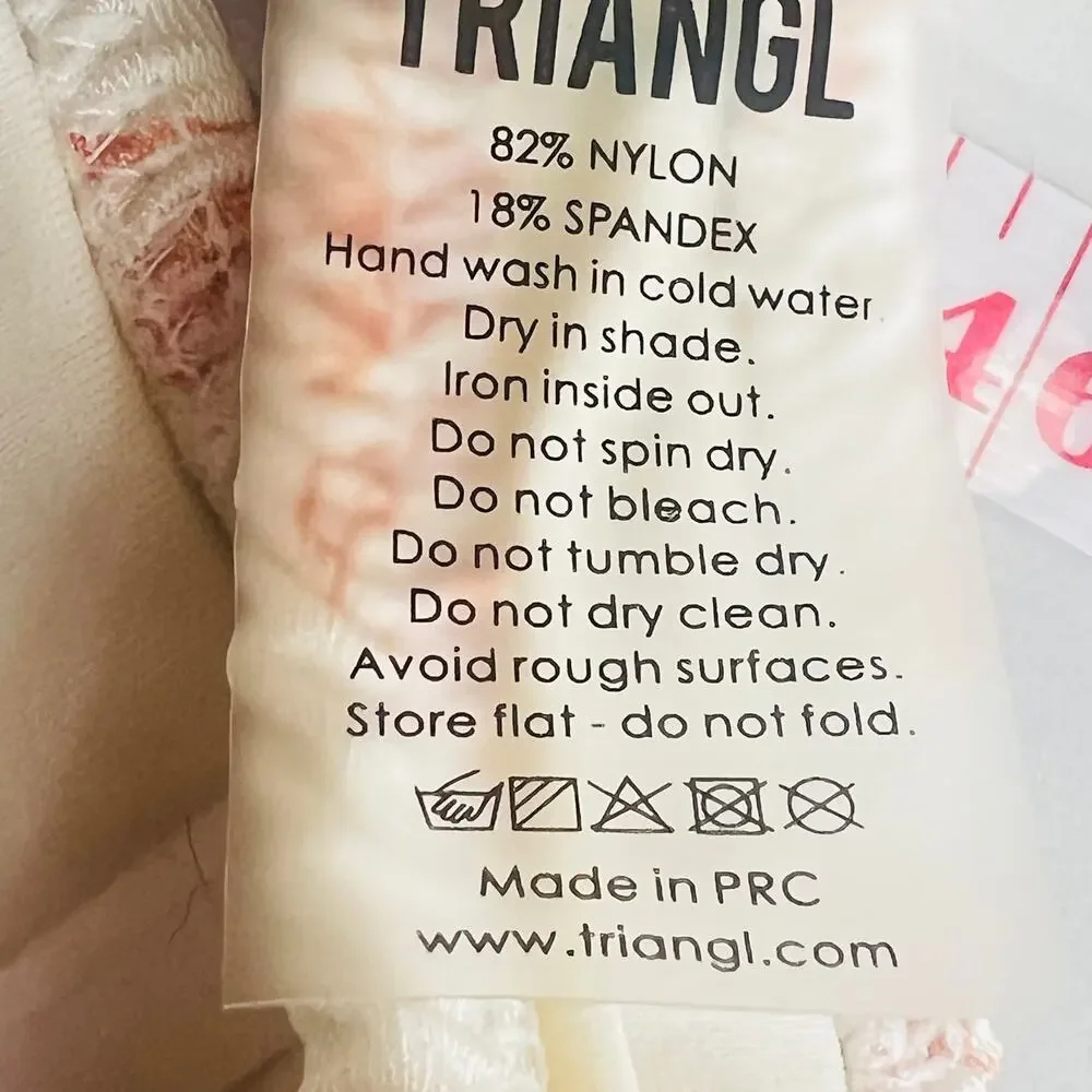 TRIANGL NWT Smocked Fabric Cream & Rust Floral Swim Top S Beach Pool Vacation